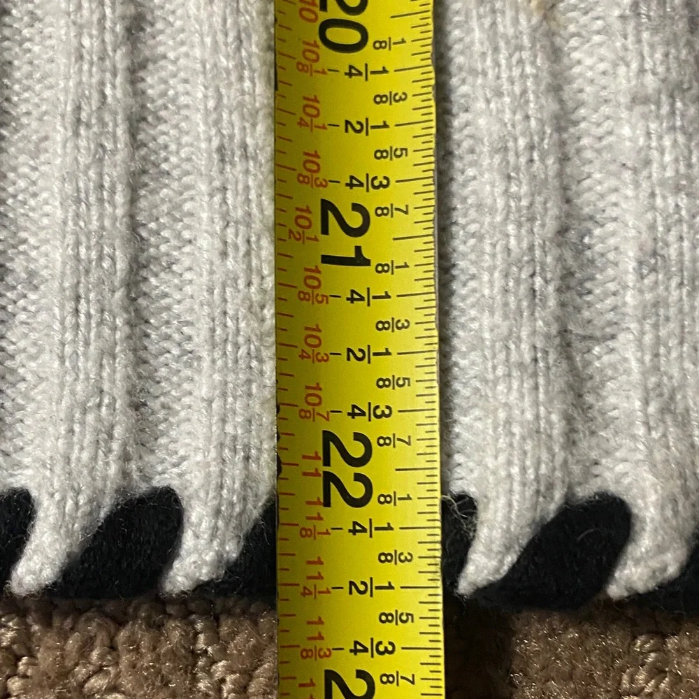 Chunky Wool Blend Light Gray Turtleneck Cozy Knit Sweater Fall - Picture 9 of 12